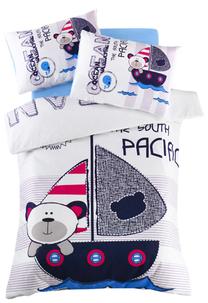 Vaikiškas patalynės užvalkalų komplektas Mijolnir Pacific 170PTK2022, mėlyna/balta/raudona, 100 x 150 cm