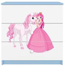 Komoda Kocot Kids Babydreams Princess & Horse, mėlyna/balta, 41 cm x 80 cm x 80.5 cm