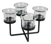 Žvakidė Splendid Ceti, stiklas/metalas, 11.5 cm, skaidri/juoda