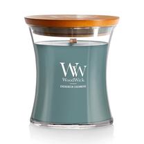 Žvakė, aromatinė WoodWick Mini Hourglass Evergreen Cashmere, 20 - 30 h, 85 g, Žalia