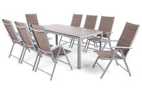 Lauko baldų komplektas Ibiza, sidabro/šviesiai ruda, 8 vietų