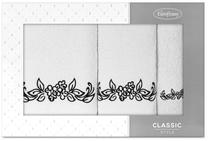 Vonios rankšluosčių rinkinys Clavia, baltas/juodas, 140 cm x 70 cm, 3 vnt.