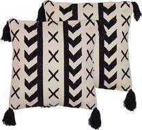 Dekoratyvinė pagalvėlė Beliani Deadnettle, juoda/smėlio, 45 cm x 45 cm, 2 vnt.