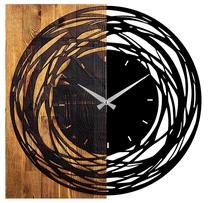 Sieninis kvarcinis laikrodis Wallity 39, juoda/riešuto, 58 cm x 58 cm, 58 cm