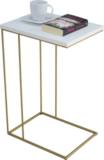 Kavos staliukas ADRK Dru, aukso/baltas, 40 cm x 30 cm x 62 cm