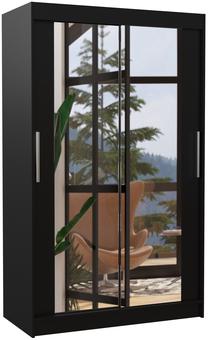 Spinta ADRK Tibago, juoda, 58 cm x 120 cm x 200 cm, su veidrodžiu