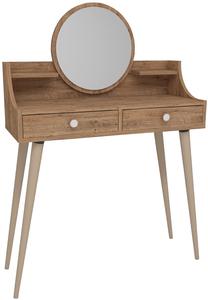 Kosmetinis staliukas Kalune Design Roys 550ARN2766, rudas, 90 cm x 35 cm x 131 cm, su veidrodžiu