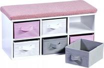 Suoliukas su batų lentyna Kesper, baltas/rožinis/pilkas, 68 cm x 29.5 cm x 33 cm