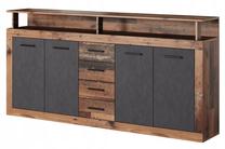 Komoda Luna XXL, ruda/juoda, 190 cm x 32 cm x 95 cm