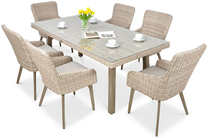 Lauko baldų komplektas Milano 6/200, kreminės spalvos/rusvai gelsva, 6 vietų