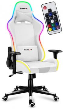 Žaidimų kėdė Huzaro Force 6.2 RGB, 70 x 62 x 125 - 134.5 cm, balta