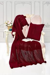 Pledo ir pagalvės komplektas Mijolnir Ponpon Tree 303EVN1185, bordo, 130 cm x 170 cm