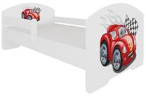 Vaikiška lova viengulė ADRK Pepe Car Zigzag, balta/juoda/raudona, 80 x 160 cm, be patalynės dėžės, su čiužiniu