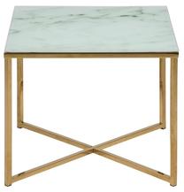 Kavos staliukas Alisma 61462, aukso/baltas, 50 cm x 50 cm x 42 cm