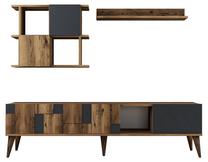 Svetainės baldų komplektas Kalune Design Madrid, vidaus, antracito/riešuto