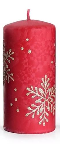 Kalėdinė žvakė, cilindrinė Mondex Snowflake BC4004, Raudona