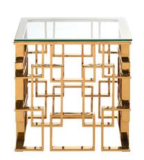 Kavos staliukas Miloo Malaga, skaidrus/aukso, 55 cm x 55 cm x 55 cm