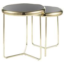 Kavos staliukų komplektas Scarlet II, aukso/juodas, 40 - 47 cm x 47 cm x 45 - 50 cm, 2 vnt.