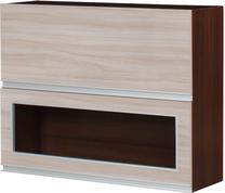 Viršutinė virtuvinė spintelė Bodzio Sandi KS90GDW-LA/OR, riešuto/smėlio, 31 cm x 90 cm x 72 cm