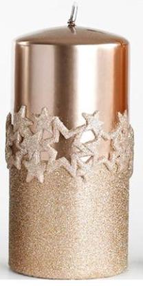 Kalėdinė žvakė, cilindrinė Mondex Ice Star BC7295-SW, 500 g, Aukso