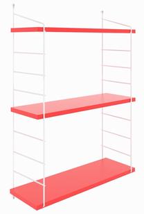 Sieninė lentyna Kalune Design Armoni 3'lü, balta/raudona, 72 cm x 20 cm x 85 cm