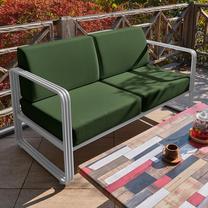 Lauko sofa Kalune Design Solaris 2-Seat 679HVN2215, balta/žalia, 151 cm x 70 cm x 66 cm