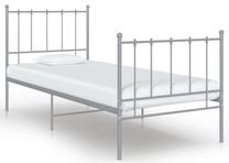 Lova viengulė VLX Metal 324948, 90 x 200 cm, pilka, be čiužinio, su grotelėmis