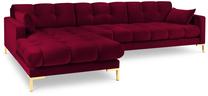 Kampinė sofa Micadoni Home Mamaia Velvet, raudona, kairinė, 293 x 185 cm x 75 cm
