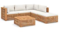 Lauko baldų komplektas VLX Garden Lounge Set, kreminės spalvos/rudas, 4-5 vietų