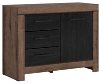 Komoda Balin S365-KOM1D3S-DMON/DCA, ruda/juoda, 112 cm x 45 cm x 85 cm