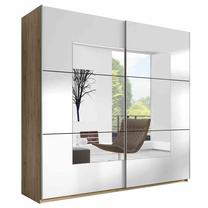 Spinta Helvetia Beta 57, ąžuolo/balta, 200 cm x 61 cm x 210 cm, su veidrodžiu