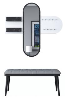 Prieškambario baldų komplektas Kalune Design ED1032174, vidaus, baltas/juodas