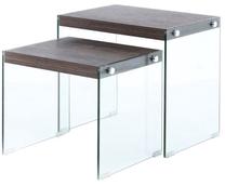 Kavos staliukų komplektas Kayoom Elementary 225, skaidri/šviesiai ruda, 46 cm x 32 cm x 43 cm, 2 vnt.