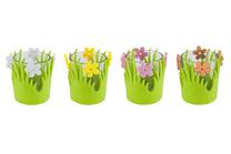 Žvakidė 747791, stiklas/veltinis, Ø 6.5 cm, 7 cm, žalia/(spalva/dizainas parenkami atsitiktine tvarka)