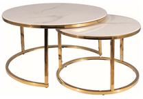 Kavos staliukų komplektas Portafino FI80 FI60, aukso/baltas, 60 - 80 cm x 80 cm x 38 - 42 cm, 2 vnt.
