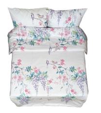 Patalynės užvalkalų komplektas Rustilė Birdie 6580, balta/rožinė/turkio, 150 x 215 cm