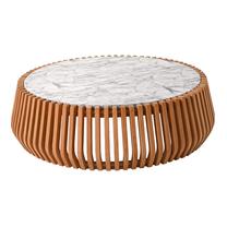 Kavos staliukas Miloo Vera M, balta/ruda, 106 cm x 106 cm x 31 cm