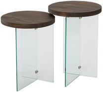 Kavos staliukų komplektas Kalune Design Serenity, riešuto/skaidri, 35 cm x 35 cm x 46 - 51 cm, 2 vnt.