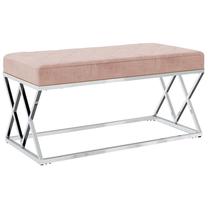 Suoliukas VLX Velvet & Stainless Steel, sidabro/rožinis, 97 cm x 44 cm x 46 cm