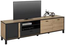 TV staliukas Forte, rudas/juodas, 42 cm x 199 cm x 56 cm