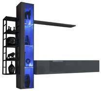 Svetainės baldų komplektas ASM Switch M7, vidaus, juodas/grafito