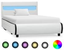 Lova viengulė VLX Faux Leather 284966, 90 x 200 cm, balta, be čiužinio, su grotelėmis