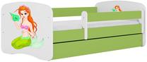 Vaikiška lova viengulė Kocot Kids Mermaid, balta/žalia, 80 x 160 cm, su patalynės dėže, be čiužinio