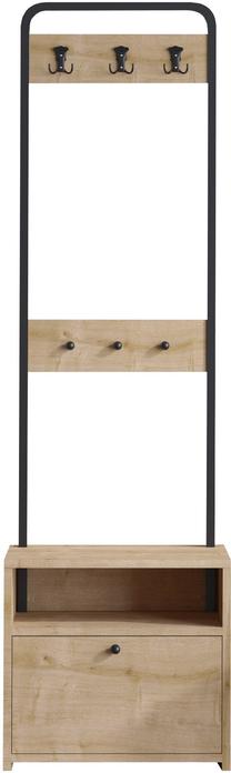 Drabužių kabykla Kalune Design Quinn, juoda/riešuto, 35 cm x 50 cm x 170 cm