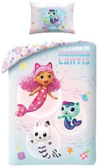 Patalynės užvalkalų komplektas Gabby's Dollhouse, rožinis/violetinis/šviesiai mėlynas, 100 x 135 cm