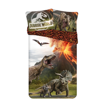 Vaikiškas patalynės užvalkalų komplektas Jurassic World, ruda/žalia/oranžinė, 140 x 200 cm