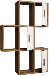 Sieninė lentyna Kalune Design Flora 845HCT1601, balta/riešuto, 50 cm x 20 cm x 112.6 cm