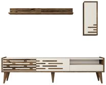 Sekcija Kalune Design Valensiya 845HCT5346, kreminė/riešuto, 45 cm x 180 cm x 35 cm, 3 vnt.