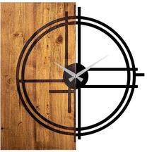 Sieninis kvarcinis laikrodis Wallity Wooden Clock 38, juoda/riešuto, 56 cm x 3 cm