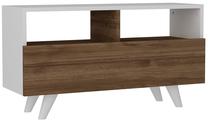 TV staliukas Kalune Design Novella K3, balta/riešuto, 90 cm x 29.5 cm x 50.6 cm